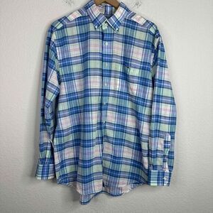 Vineyard Vines Shirt Mens L Blue Plaid Classic Tucker Button Down Preppy Coastal